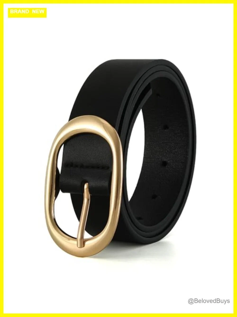 Faux Leather Women's Belt Oval Buckle Waist Belt
